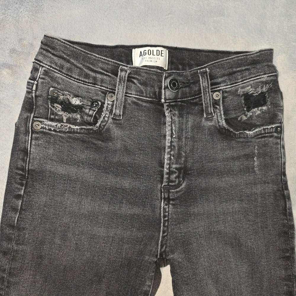 AGOLDE Los Angeles‎ Premium Distressed Raw Hem Skinny Jeans Black Size 26